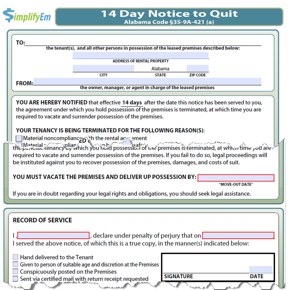 day notice pay or quit