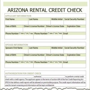 Arizona Rental Credit Check Form