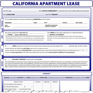 California Apartment Lease Form