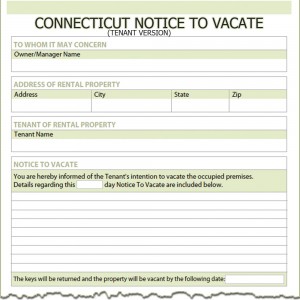 Connecticut Tenant Notice to Vacate