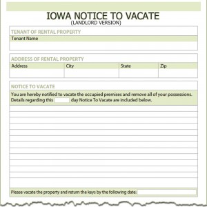 Iowa Landlord Notice to Vacate