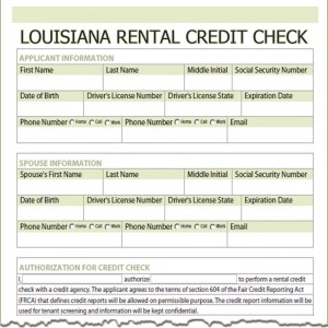 Louisiana Rental Credit Check Form