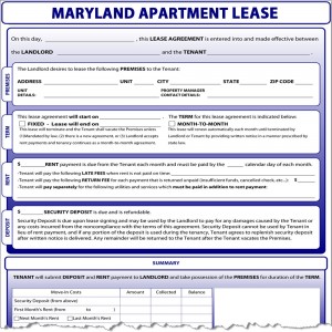Maryland Apartment Lease Form