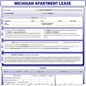 Michigan Apartment Lease Form