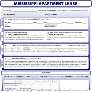 Mississippi Apartment Lease Form