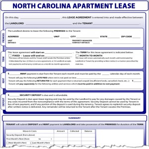 North Carolina Apartment Lease Form