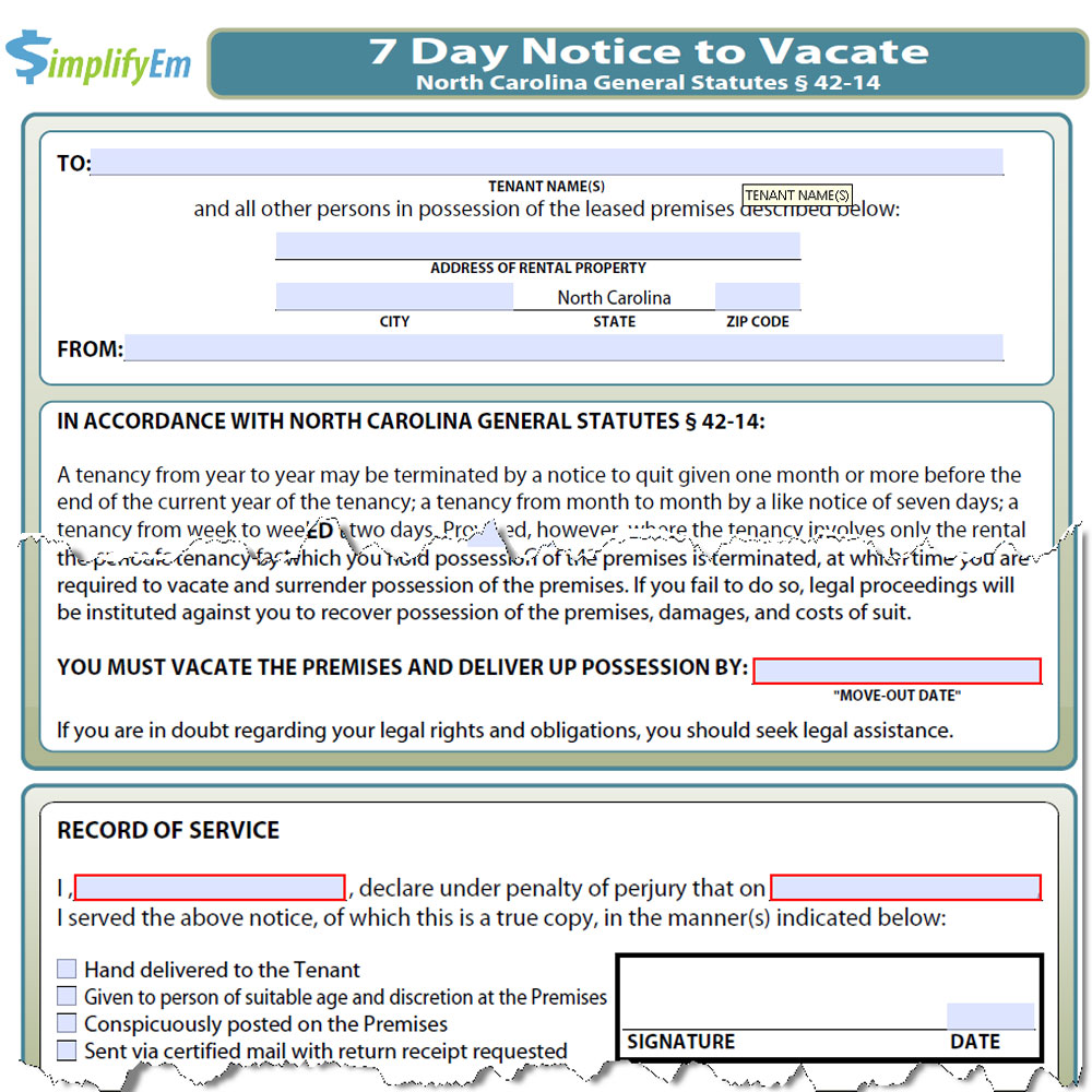 Free 30 day notice to landlord sample letter