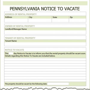 Pennsylvania Notice to Vacate Form