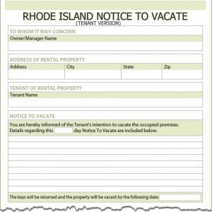 Rhode Island Tenant Notice to Vacate