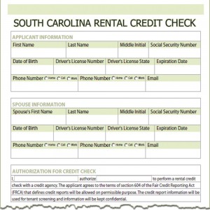 South Carolina Rental Credit Check Form