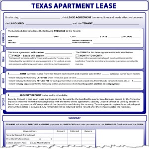 Texas Apartment Lease Form