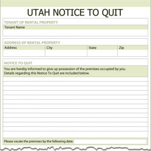 Utah Notice to Quit Form