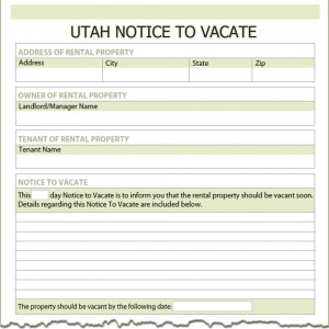 Utah Notice to Vacate Form