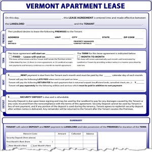 Vermont Apartment Lease Form