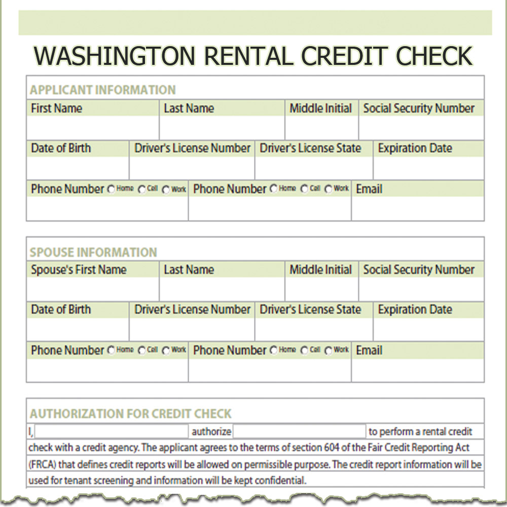 Washington Rental Credit Check Form