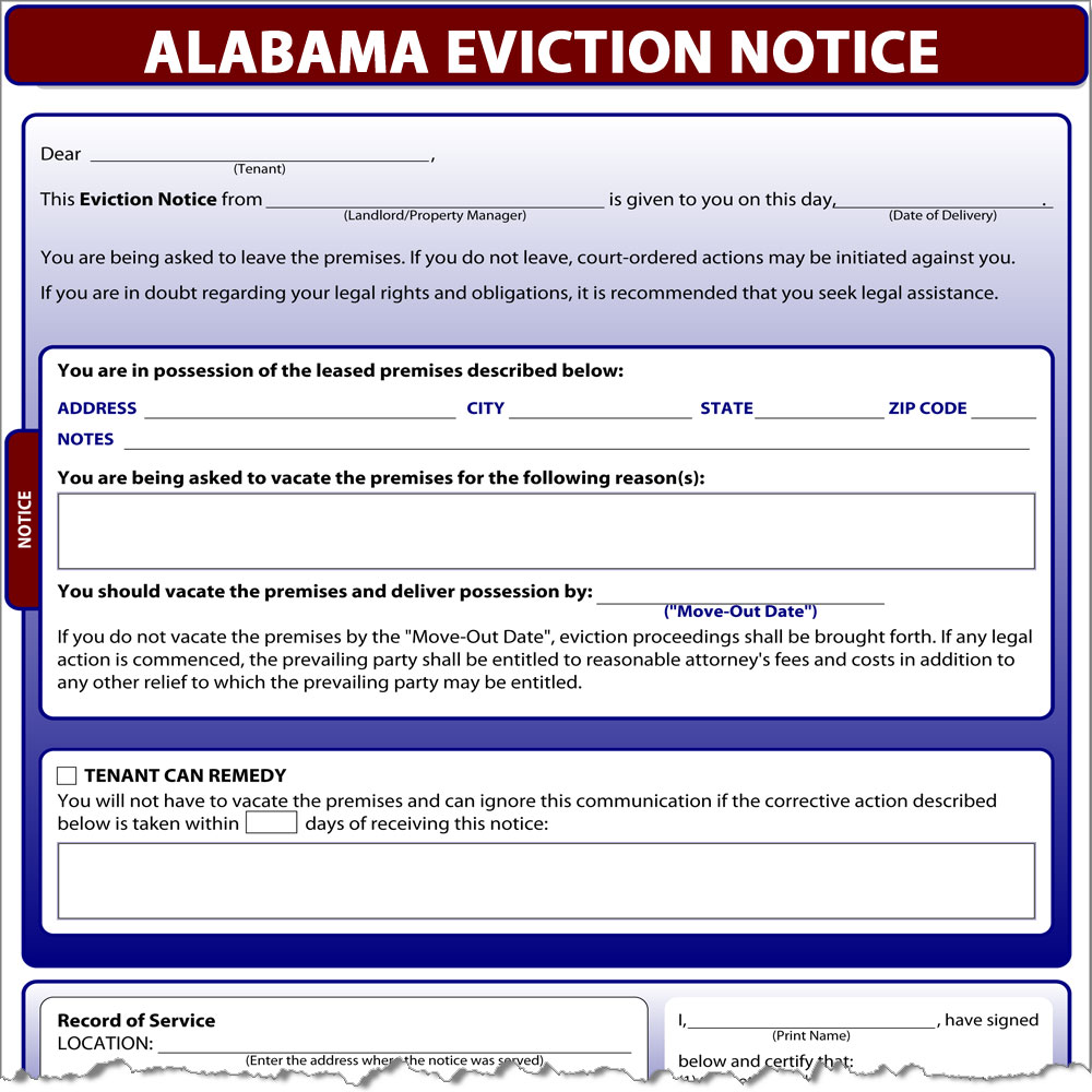 Alabama Eviction Notice Form