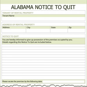 Alabama Notice to Quit Form