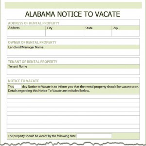 Alabama Notice to Vacate Form