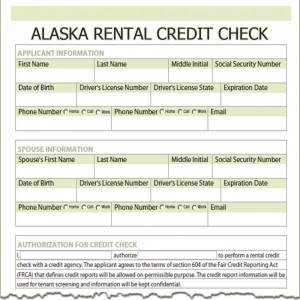 Alaska Rental Credit Check Form
