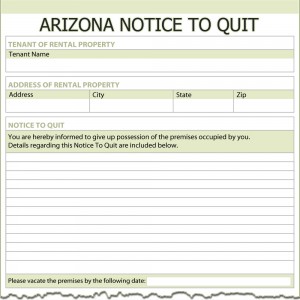 Arizona Notice to Quit Form