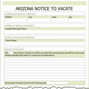 Arizona Notice to Vacate Form
