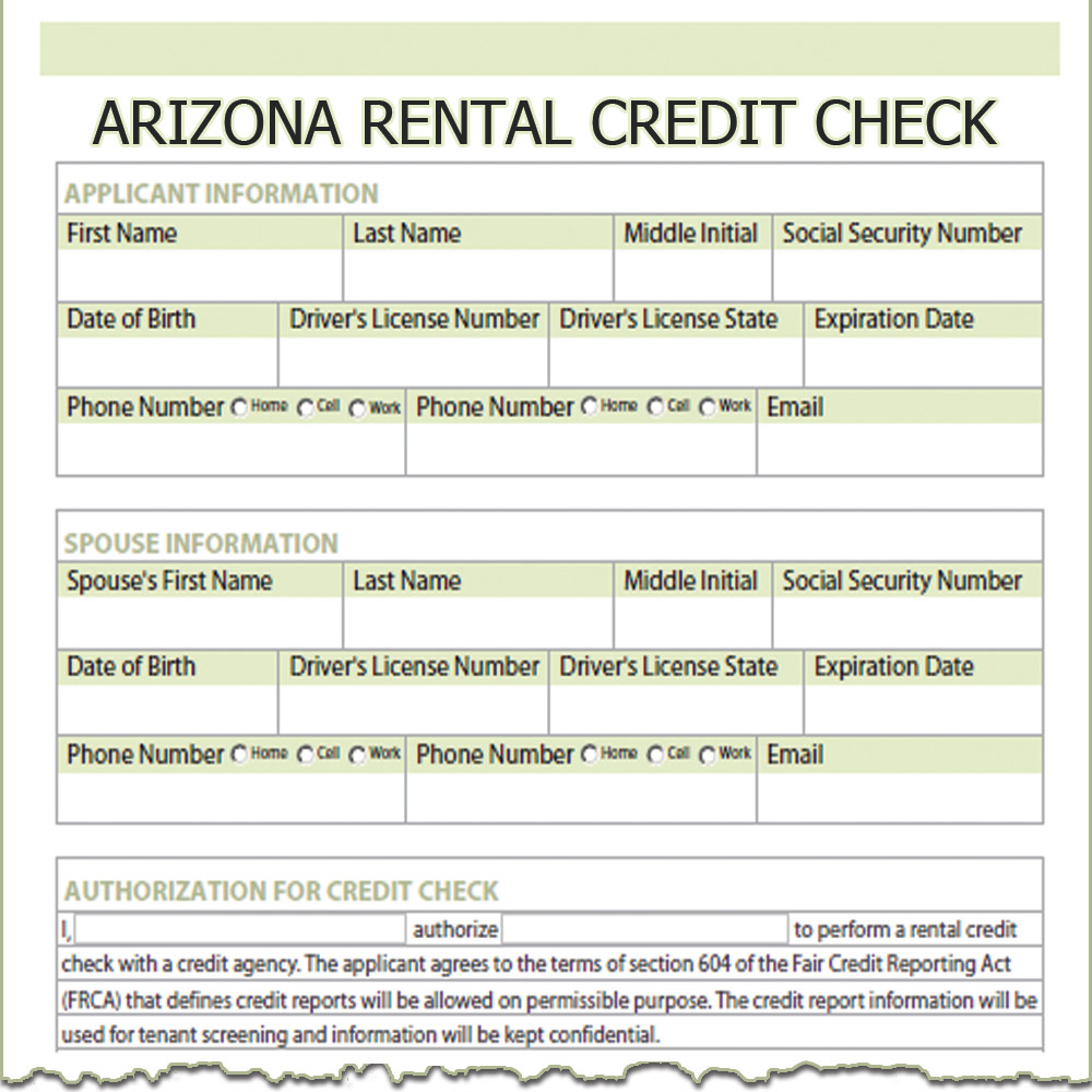 Arizona Rental Credit Check Form