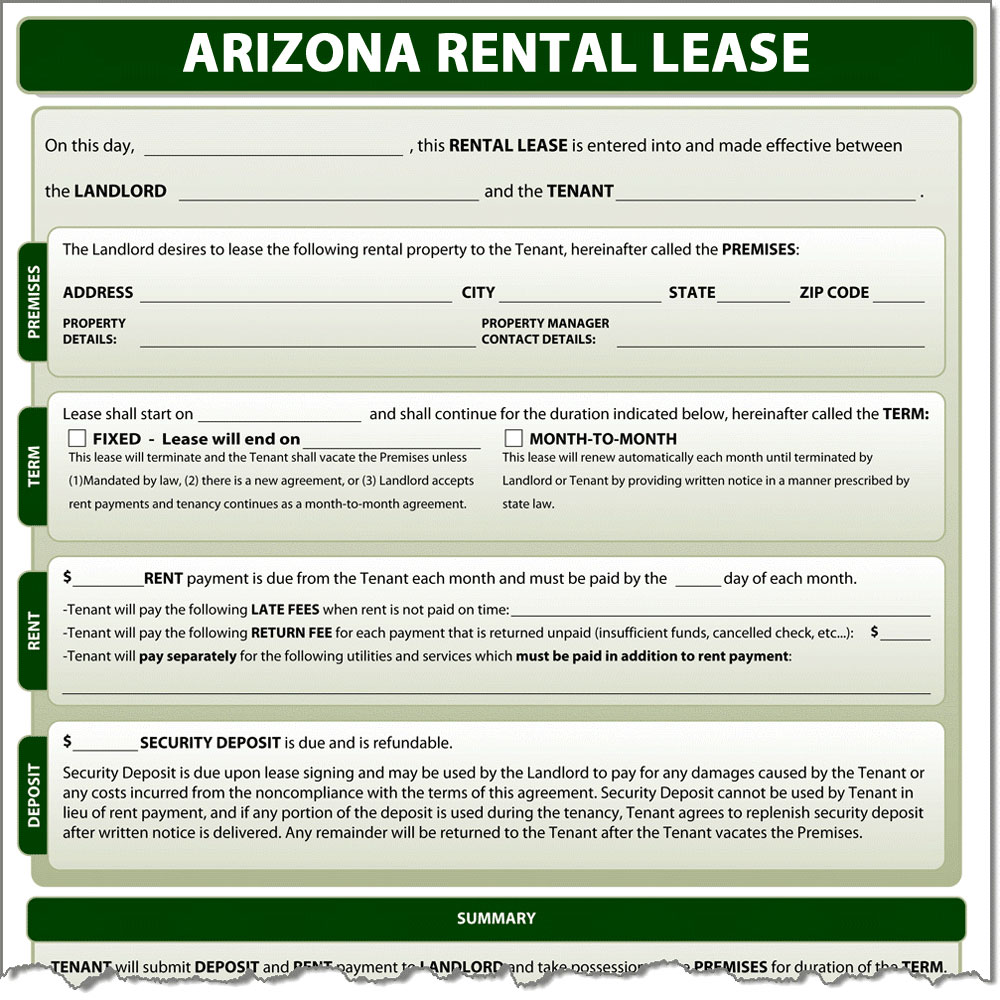 Arizona rental Lease Form