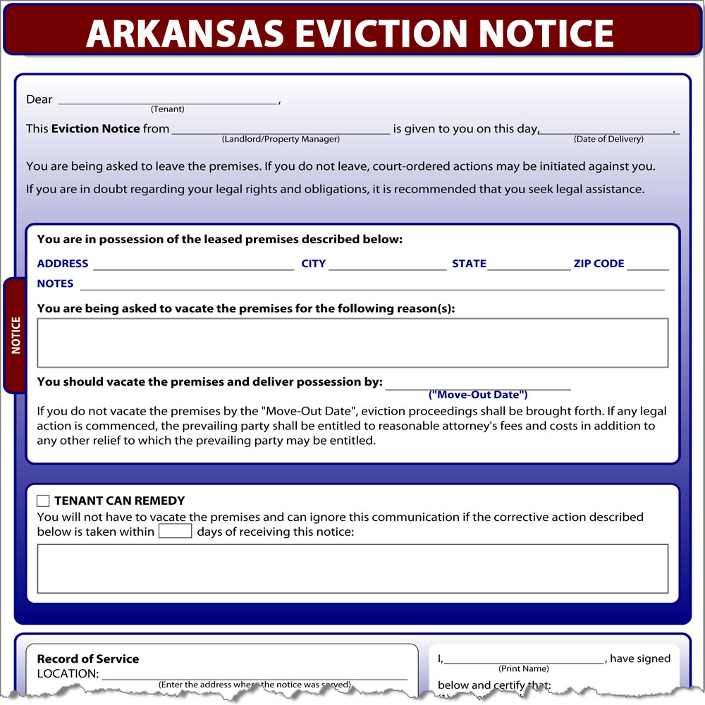 Arkansas Eviction Notice Form