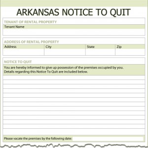 Arkansas Notice to Quit Form