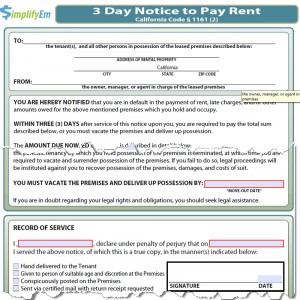 California Notice to Pay Rent Form