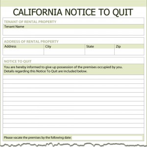 California Notice to Quit Form