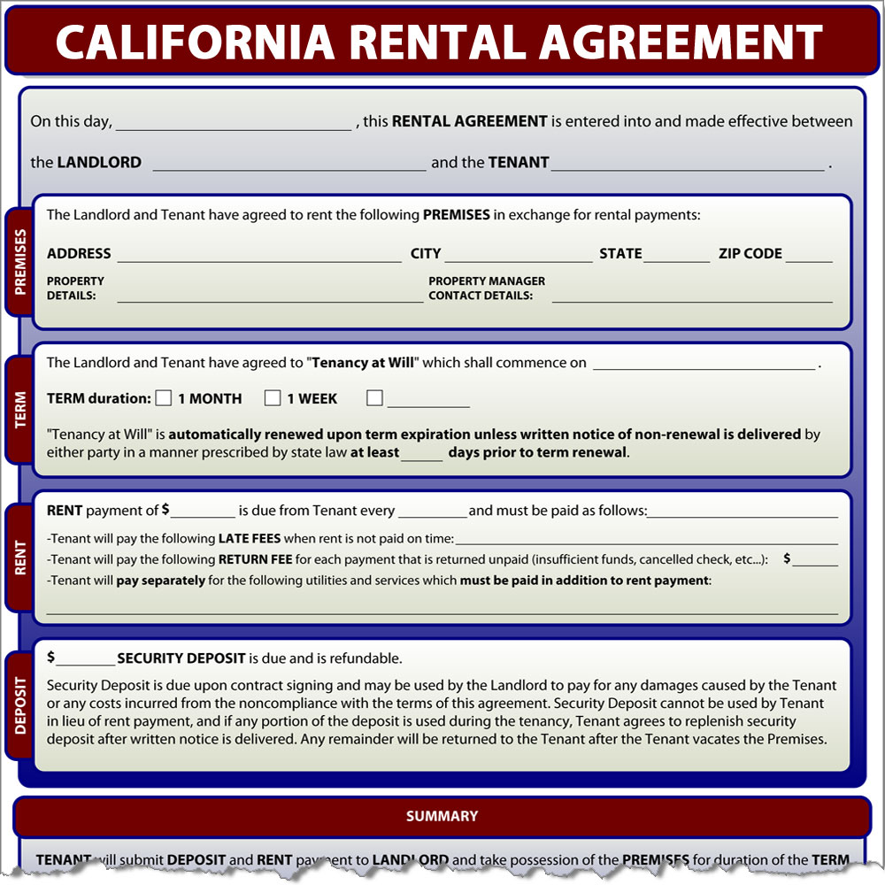 California Rental Agreement Form