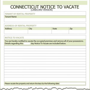 Connecticut Landlord Notice to Vacate