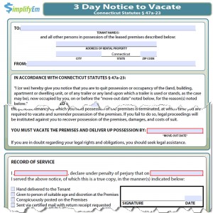 Connecticut Notice to Vacate Form