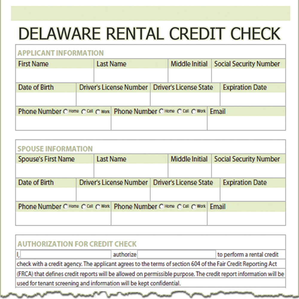 Delaware Rental Credit Check Form
