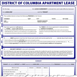 District of Columbia Apartment Lease Form