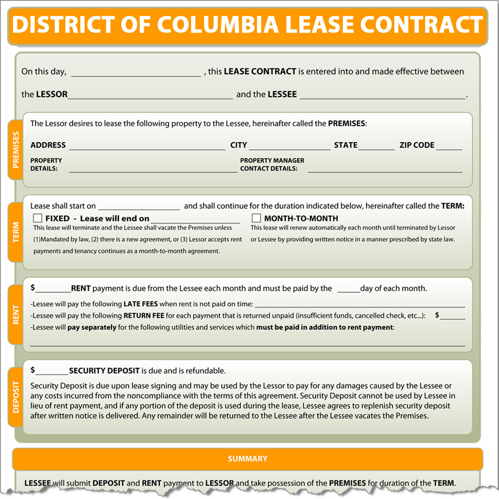 District of Columbia Lease Contract Form