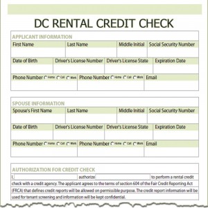 District of Columbia Rental Credit Check Form