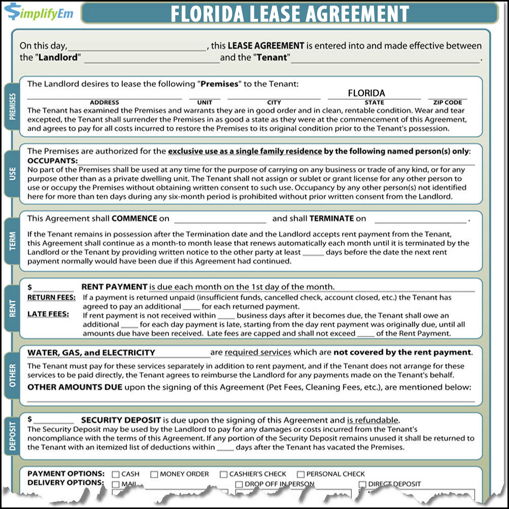 Free Residential Rental Lease Agreement Florida