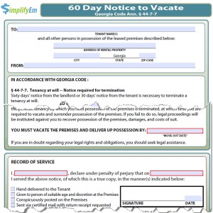 Georgia Notice to Vacate Form