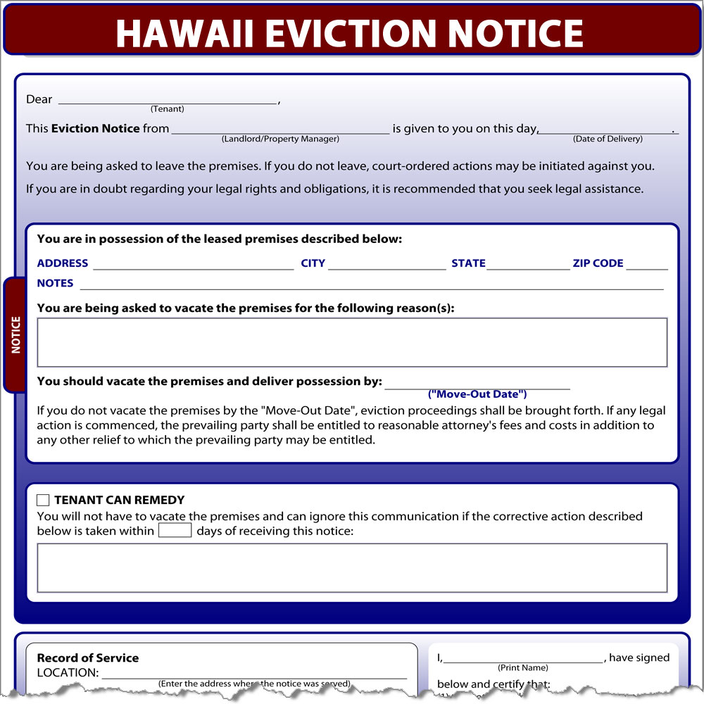 Hawaii Eviction Notice Form