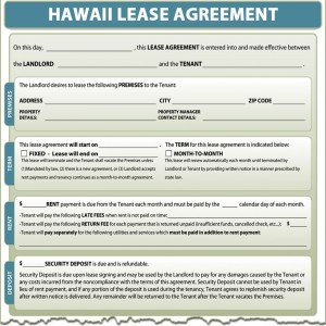 Hawaii Lease Agreement Form