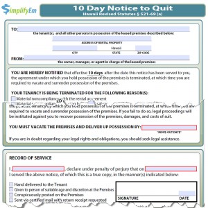 Hawaii Notice to Quit Form