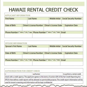 Hawaii Rental Credit Check Form
