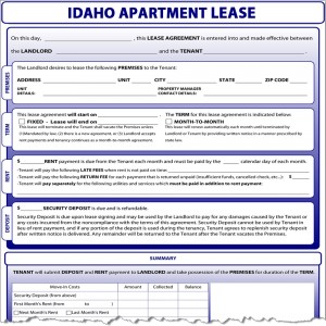 Idaho Apartment Lease Form