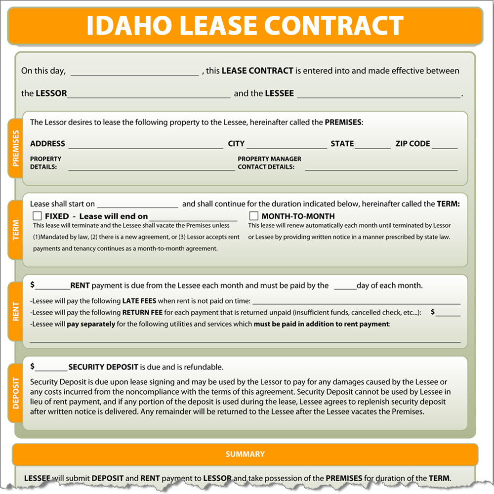 Idaho Lease Contract Form