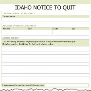 Idaho Notice to Quit Form