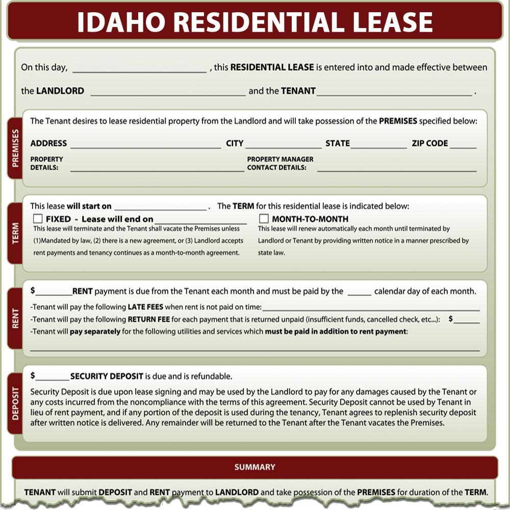 Idaho Residential Lease Form