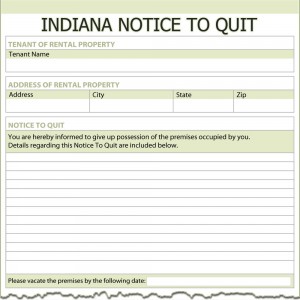 Indiana Notice to Quit Form