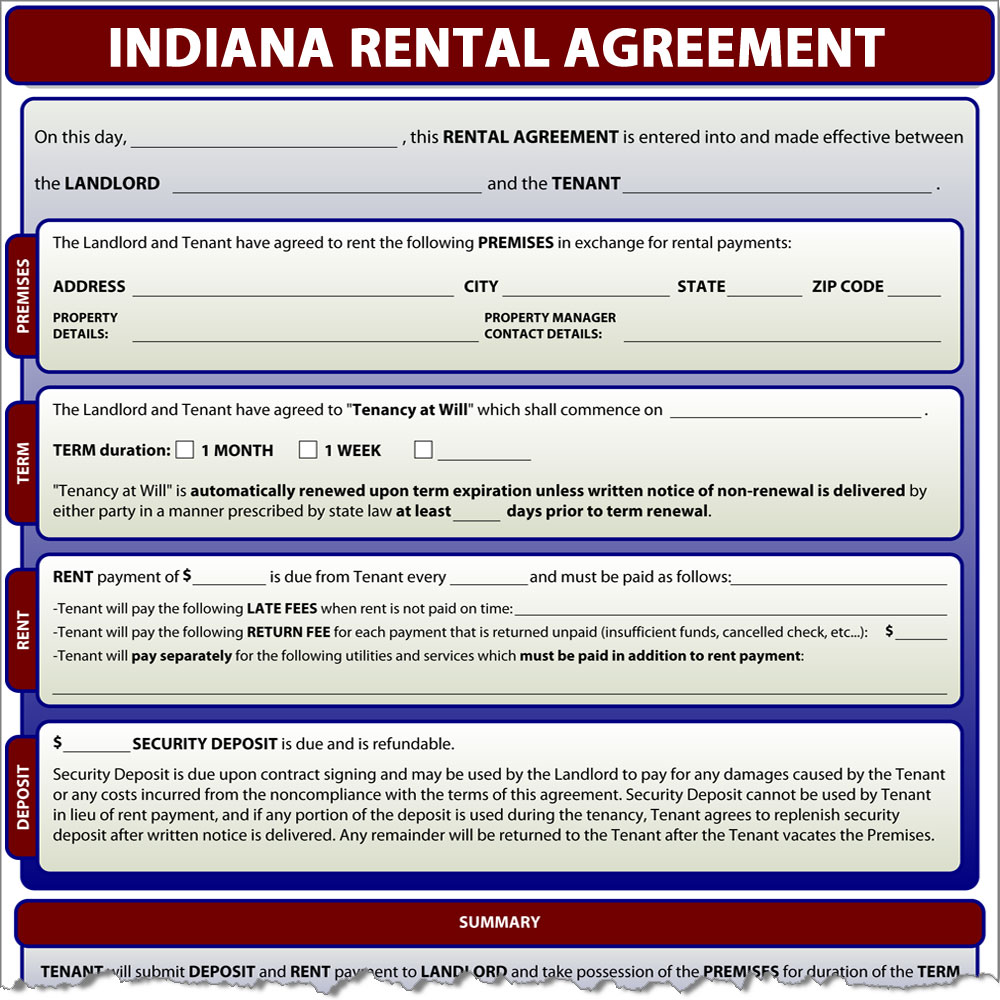 Indiana Rental Agreement Form